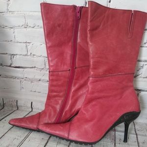 Womans fashion pink high heels boots